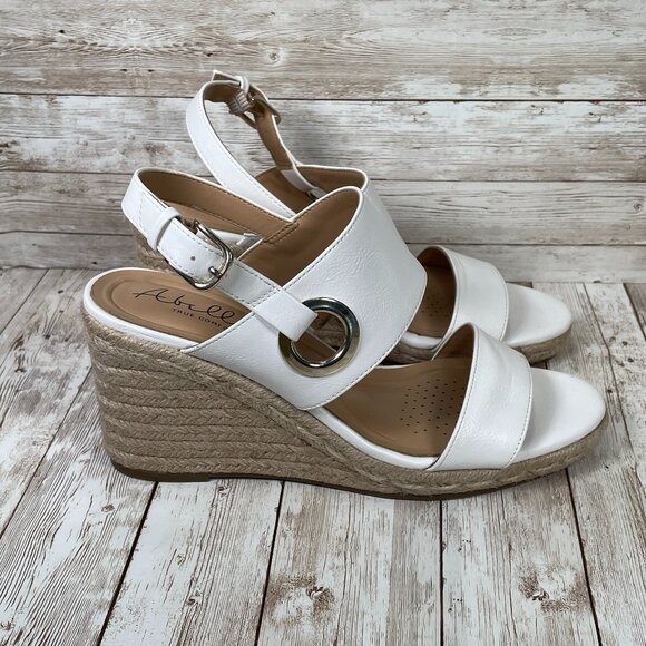 Abella True Comfort Women's 9 M Taya Wedge Sandal Shoe Adjustable White NIB NEW - Picture 2 of 11